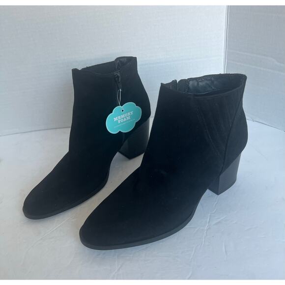 NWT LC Lauren Conrad Loveseat Vegan Suede Black Ankle Block Heel Boots  11M - Picture 1 of 11